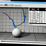 **A virtual physics laboratory showcasing a simulation of projectile motion, with a ball being launched at an angle. Graphs displaying velocity and distance over time are visible, and the background shows a physics textbook and laboratory equipment.**