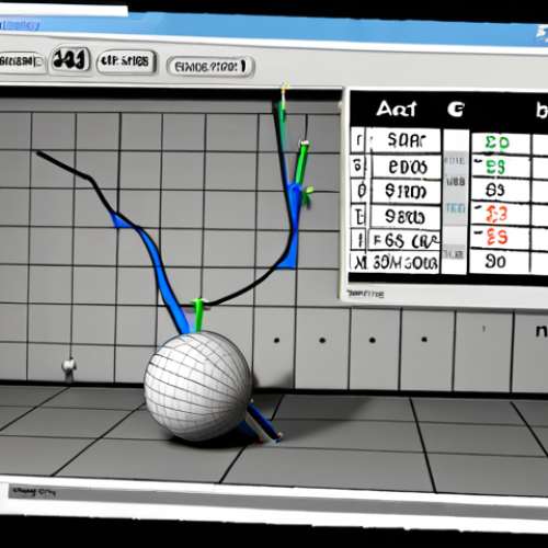 Home 14 **A virtual physics laboratory showcasing a simulation of projectile motion, with a ball being launched at an angle. Graphs displaying velocity and distance over time are visible, and the background shows a physics textbook and laboratory equipment.**
