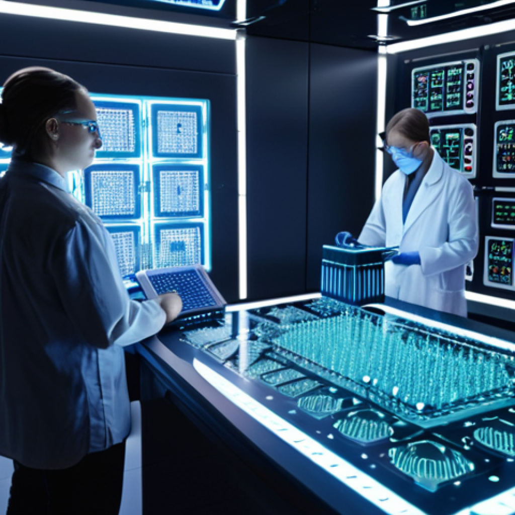 A futuristic quantum computer lab with glowing qubits and scientists working on advanced algorithms, symbolizing the potential of quantum computing to solve complex problems.