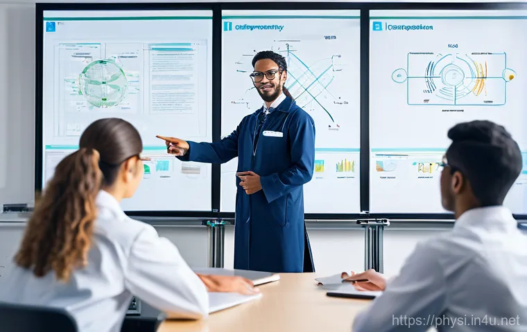 물리학과 물리 교사 되는 법 - **Prompt:** A diverse group of high school students, around 15-17 years old, are actively engaged in...