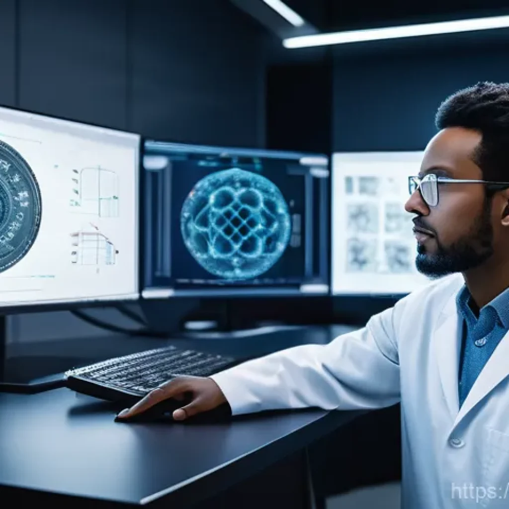 물리학 커리어를 위한 추가 학습 - A highly detailed image of a diverse male physicist in a modern, sleek research laboratory. He is in...