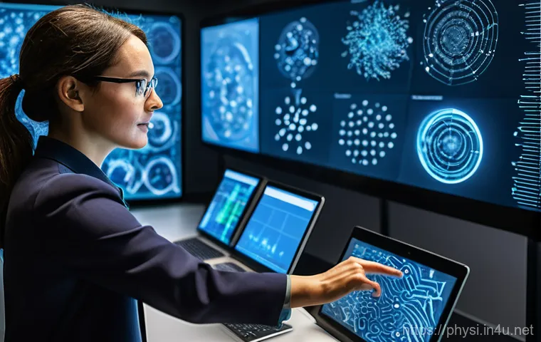 물리학 커리어를 위한 추가 학습 - A highly detailed image of a diverse male physicist in a modern, sleek research laboratory. He is in...